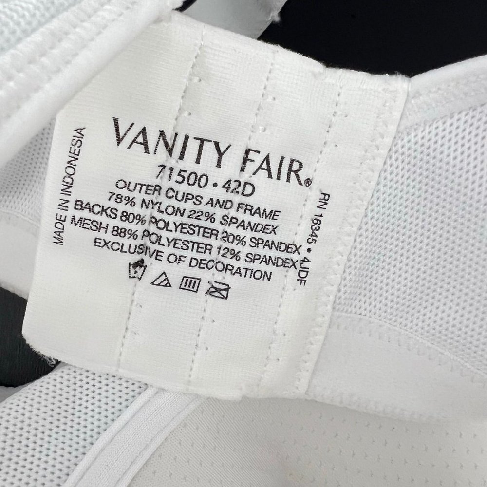 Vanity Fair Mid-Impact Wire-Free Sports Bra 716500 White New - Picture 7 of 7